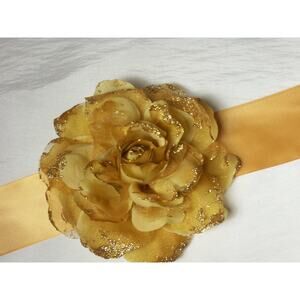 Gold Detachable 5" Floral Bridal Belt Sash Wedding Formal Bridal Party Belt
